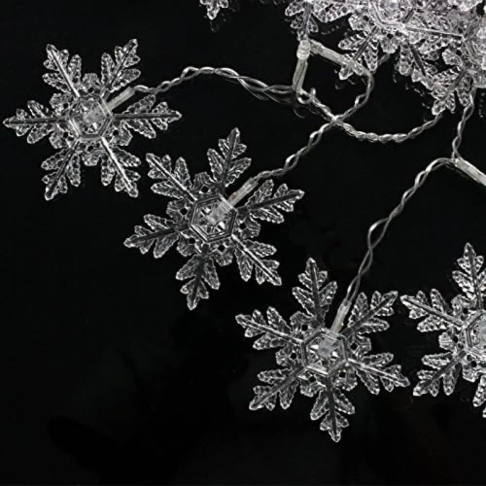Warm White Snowflake Curtain Lights, 11.5ft - 80 LEDs for Indoor/Outdoor Use